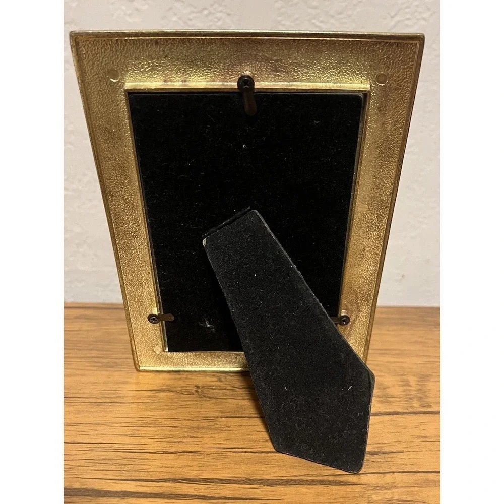 Retro Metallic Black W/ Gold And Pearl Accents 3.5x5 Photo Frame - Table Top